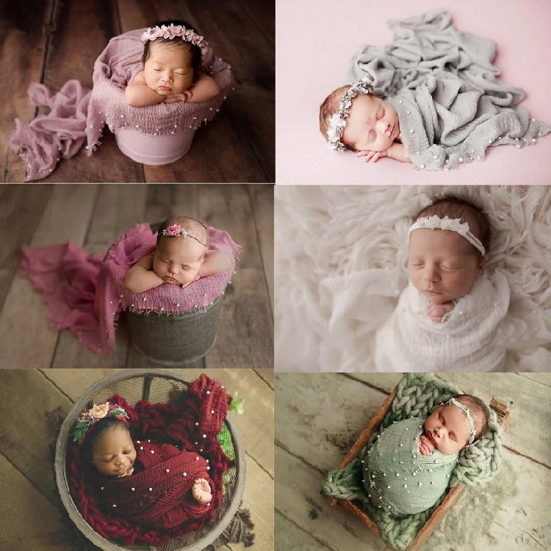 Новорожденный Подставки для фотографий с драпировкой и жемчужными Обёрточная бумага для маленьких девочек мальчиков, фотография, фото съемки фотосъемки аксессуары для фотостудии