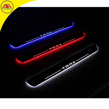 

White red blue lights moving threshold door sill protective pedal door scuff plates welcome pedal strip for Chevrolet Trax 2014+