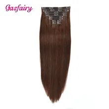 Gazfairy/пряди для наращивания на заколках из искусственной кожи, человеческие волосы Remy на заколках, шелковистые прямые волосы, натуральный цвет, 20 дюймов, 22 клипсы, 160 г