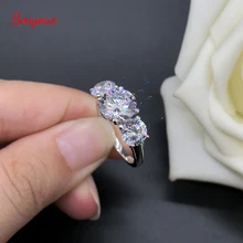 

Smyour Top Quality 18K 3.6 Carat DE Super White Moissanite Wedding Rings For Women Three Halo Luxury 925 Silver Diamond Jewelry