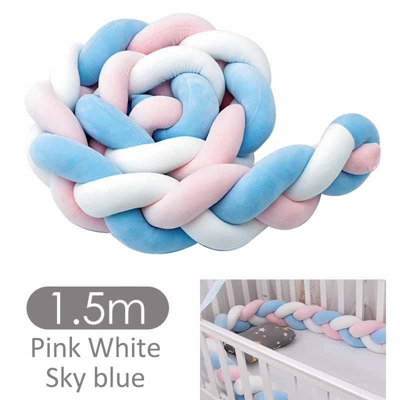 Fashionable 10-18 Plush Knot Baby Crib Bumper 1.5M/2M/3M Newborn Baby Bedding Set Children's Bed Nest Cot Protector Baby Stuff - Цвет: color 13