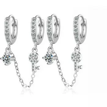 

Ice River Long Chain Women Earrings Dangling Elegant Female Cubic Zirconia Beads Tassel Dangle Earring Jewelry Gift 1 Pair