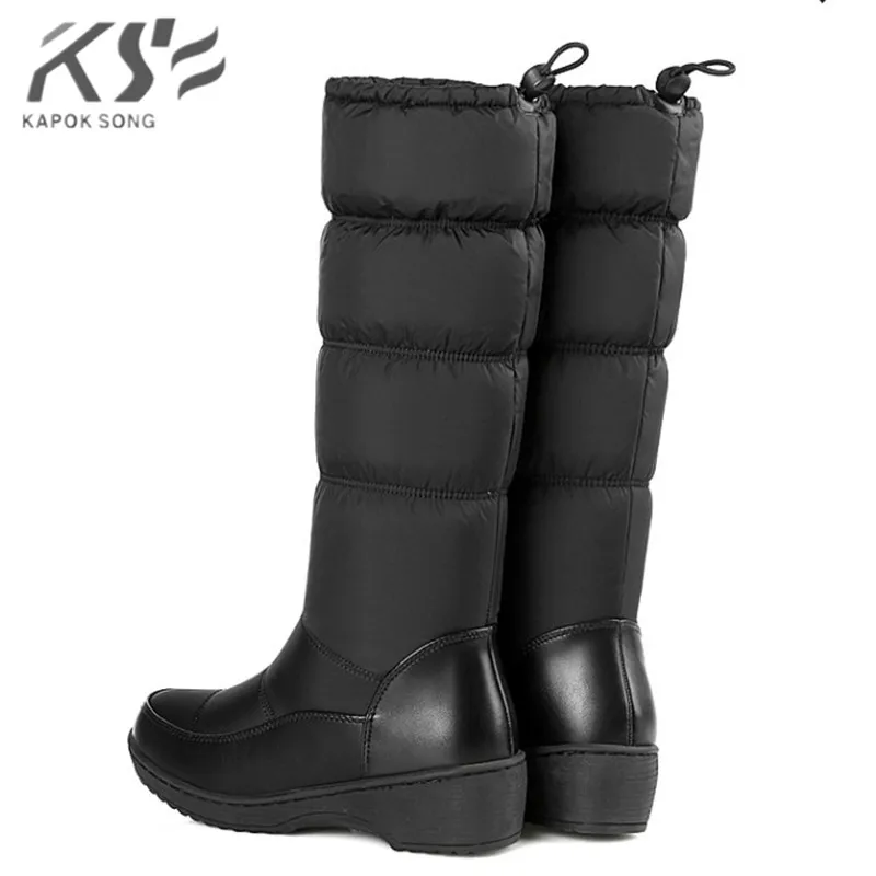 women boots 2019 down-fill warm boots lady softable snow boot black white blue women's boots