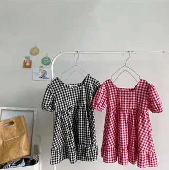 

2020 Korean Style Girls Plaid Dress Fashion Summer Girls Dresses 1-6 Years QH462
