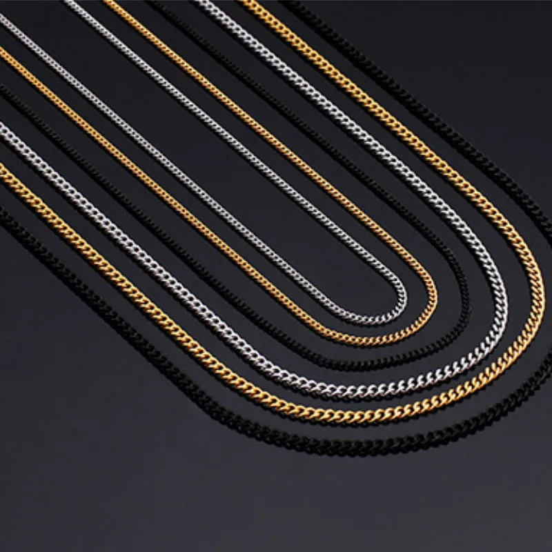 3MM 3.5MM Small Cuban Chains Necklaces Stainless Steel Jewelry DIY Pendant Necklace USENSET cuban necklaces,stainless steel necklace,pendant necklaces,metal necklace,pendant necklace