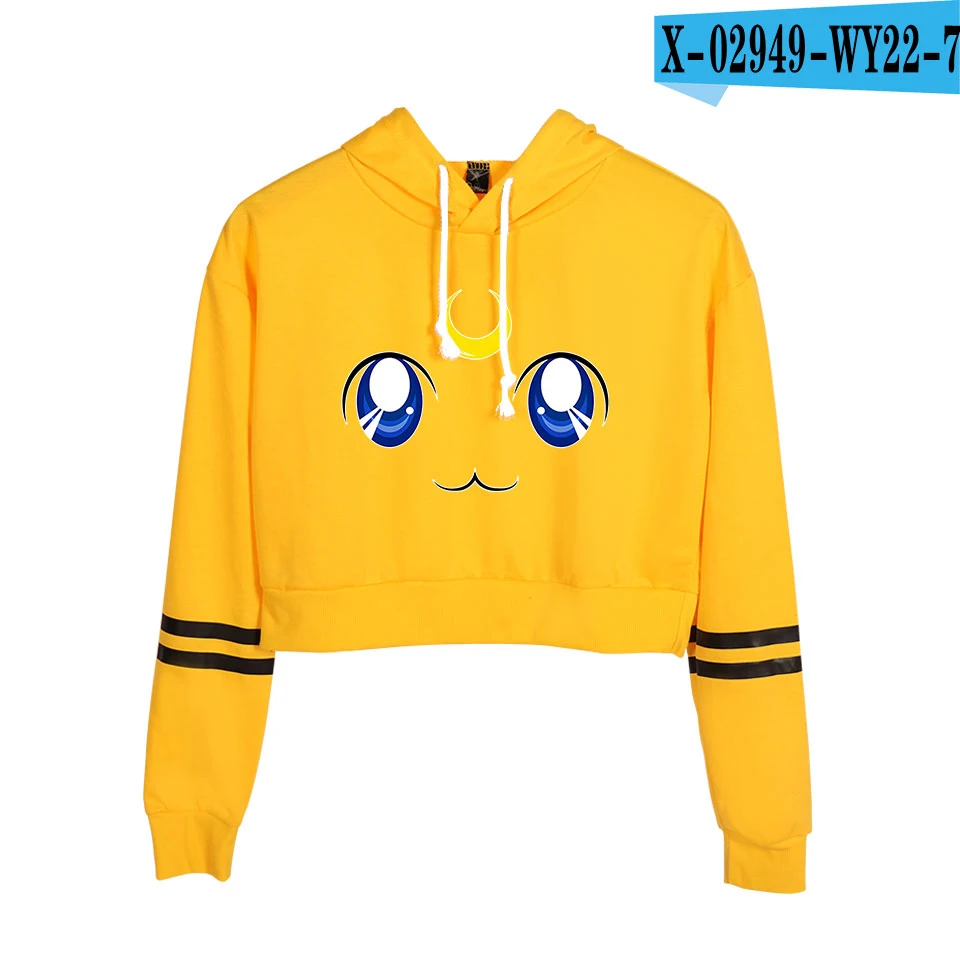 orange Список Сейлор Мун укороченный топ толстовки для женщин Kpop хлопок Harajuku высокое качество Сейлор Мун девушки оранжевый толстовки с капюшоном - Цвет: orange