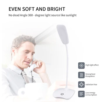 

Table Lamp Adjustable Brightness USB Rechargeable Table Light Eye Protection LED Desk Lamps For Study Room Bedroom 360° Rotatory