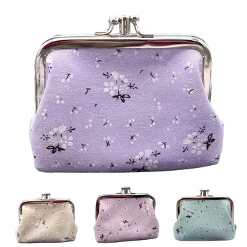

Vintage Women Cute Coin Purses Floral Printed Double Pockets Kiss Lock Mini Clutch Wallet Change Purse Mini Bag