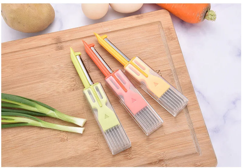 Измельчитель для лука-порея Кухня инструмент приспособления для резки творческих триколор овощной нож многофункциональный скребок Кухня овощечистка