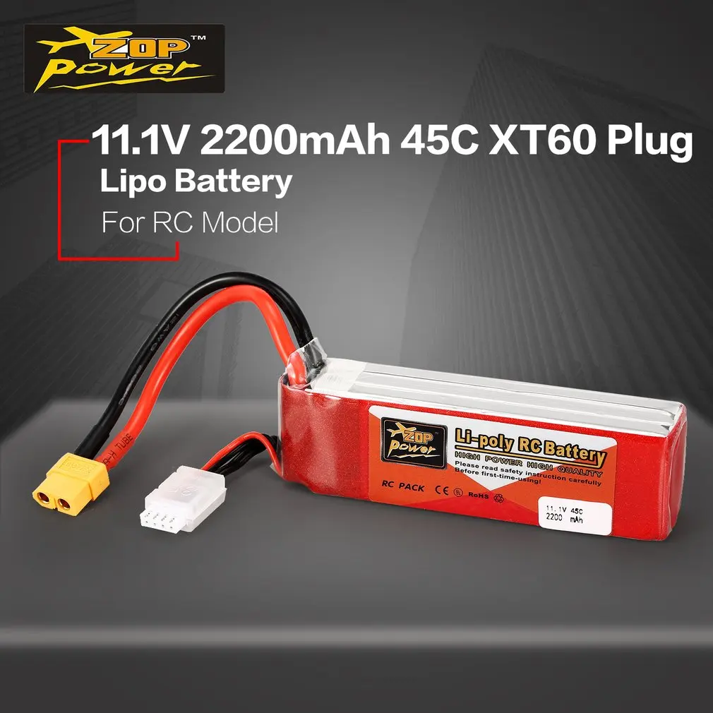 Аккумулятор ZOP Power 11 1 В 2200 мАч 45C 3S 3S1P Lipo Разъем XT60 перезаряжаемый для