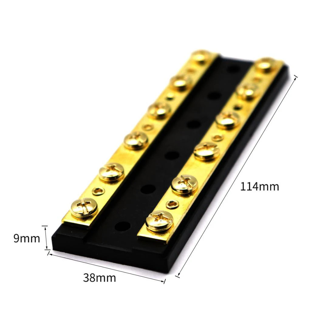2pcs 32V 60A Dual Row 12 Positions Brass Bus Bar Terminal Block for Marine Boats Car