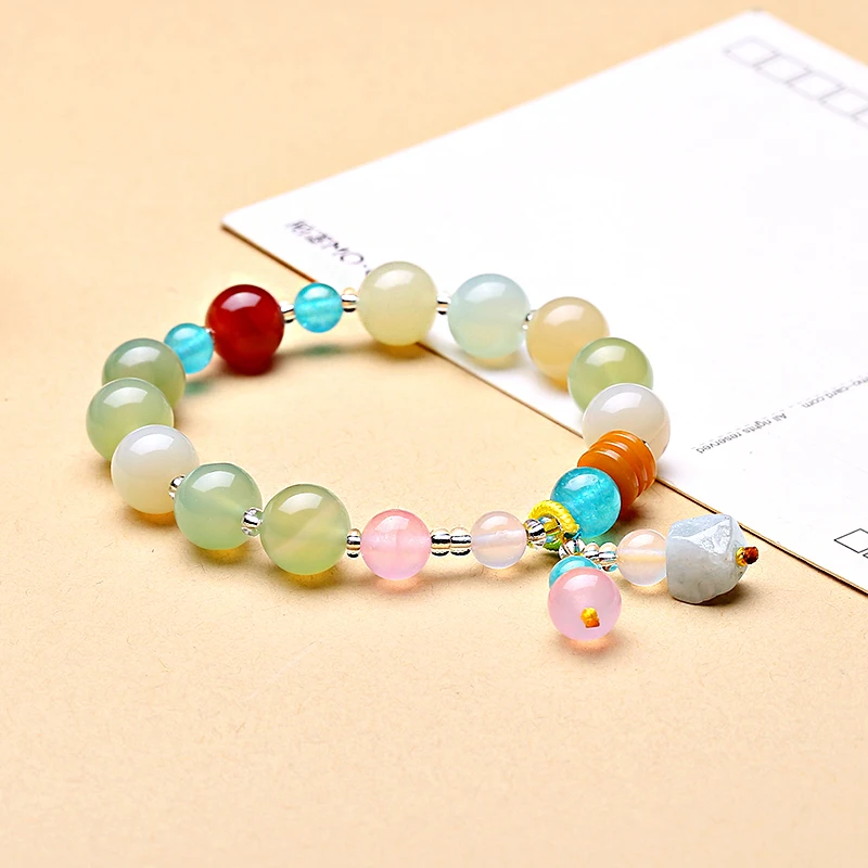 

hot Natural green stone Crystal bracelet for girls Opal Beaded Bracelet Single Circle Women's bohemia fashion bangles Jewelry