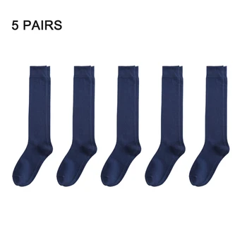 

5 Pairs Keep Warm Casual Cotton Blend Winter Non Slip Thickened Closed Toe Portable Men Calf Socks Elastic Letter Printed Daily