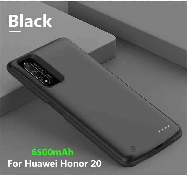 6500 мАч Расширенный чехол для телефона с аккумулятором для huawei Honor 20 чехол для зарядки аккумулятора для huawei Nova 5T Портативный внешний аккумулятор - Цвет: Black For Honor 20