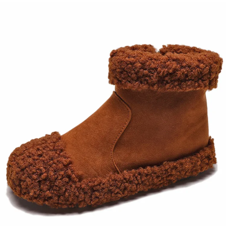 Женские зимние ботинки; botas femininas; меховые теплые ботильоны на плоской подошве с толстым плюшем для женщин; зимняя обувь на платформе
