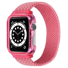 Etui na zegarek zintegrowanego jednolitego pętli pleciony pasek do zegarka elastyczny nylon pętli dla applewatch pasek seria 6/SE/5/4/40/44mm
