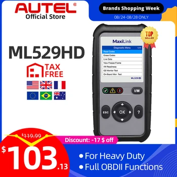 

Autel ML529HD Diagnostic Tool Full OBD2 EOBD Car Scanner Auto Scan Tools J1939 J1708 HD Vehicle Code Reader pk ML529 AL529HD