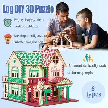 

3D Wooden Puzzle Laser-Cut DIY Building Jigsaw Educational Toys Children Interesting Puzzle Games Educational Jigsaw Toys A400A