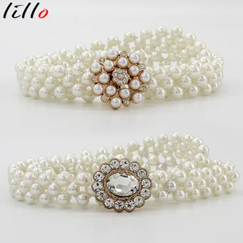 

Corset Belt for Women Elastic Waistband Dress Decoration Rhinestone Pearl Fine Fashion Elastic Belt Female Waist Chain Fashion