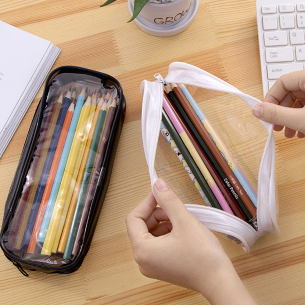 

Simple Style Transparent PVC Waterproof Pencil Case Creative Korean Stationery School Office Supplies Qualities Pouch