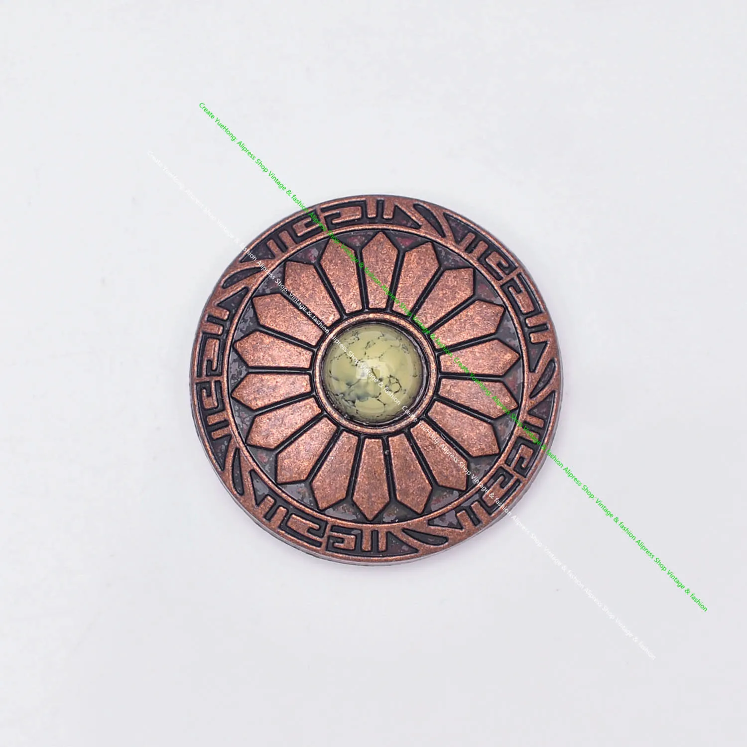 10 Stück 30 mm antikes Kupfer, Sonnenblume, beige, türkis, Lederhandwerk, Gürtelzubehör, Brieftaschenetui, Conchos für Leder mit Schraubverschluss – Detail 39