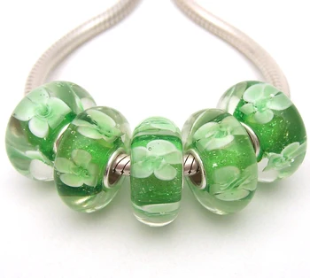 

JGWG1702 5X 100% Authenticity S925 Sterling Silver Beads Murano Glass beads Fit European Charms Bracelet diy jewelry Lampwork