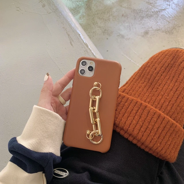 Leather Bracelet Back Cover, Phone Case Chain Gold