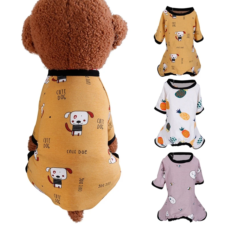 Комбинезон для собак с принтом, одежда для маленьких собак, чихуахуа, пижамы, пальто для собак, кошек, супер мягкий плюшевый костюм для щенков