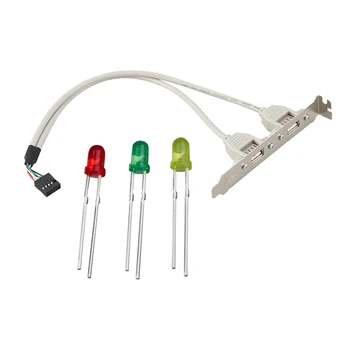 

75 Pcs LED Light Emitting Diodes 1 Pcs 2 Ports Hub USB 2.0 to 9 Pin Header Mainboard Panel Bracket