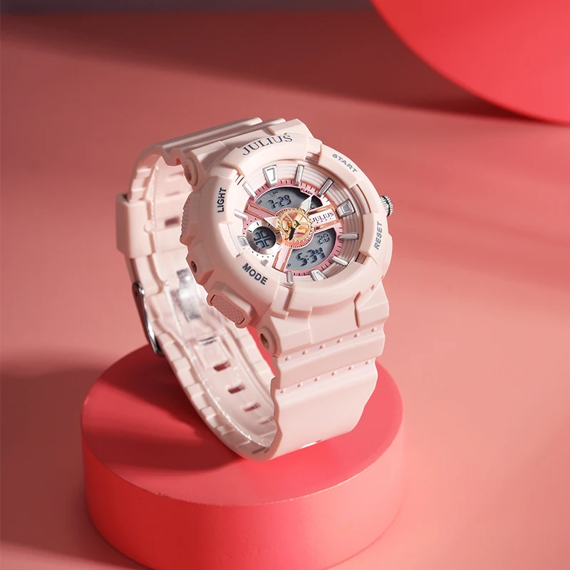 Baby Shock Multi-function Women's Watch Lady Hours Fine Fashion Rubber Bracelet Clock Girl's Cute Gift Julius Box