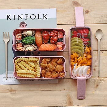 

Microwave Dinnerware 3 Layer Food Storage Container Lunchbox Portable Healthy Eco Friendly Material Food Lunch Box Kitchen Tool
