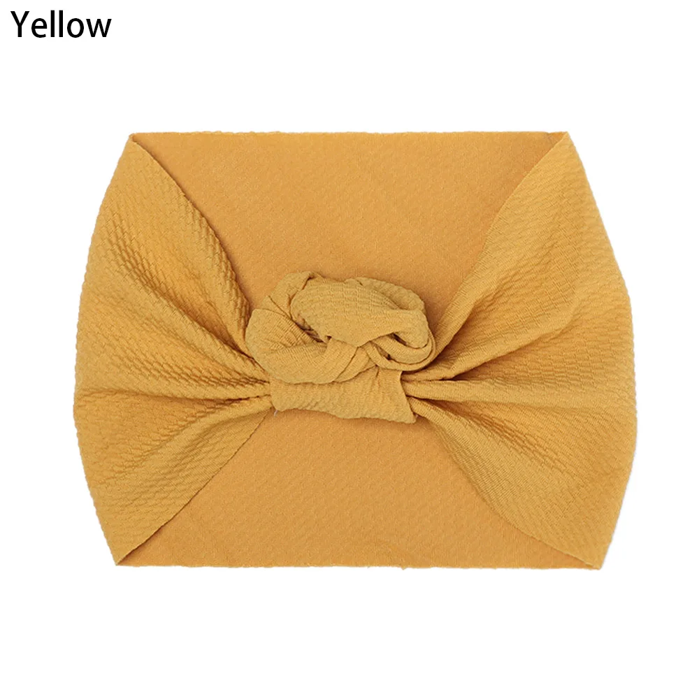 D-yellow Одноцветная повязка на голову для девочек, новая чалма, Скрученная нейлоновая эластичная лента для волос, аксессуары для волос, повязки на голову для маленьких девочек, детская повязка на голову - Цвет: D-yellow