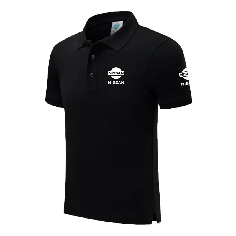 Nissan, новая мужская рубашка поло, мужская повседневная хлопковая рубашка поло с коротким рукавом, высокое количество, мужская рубашка Поло - Цвет: Черный
