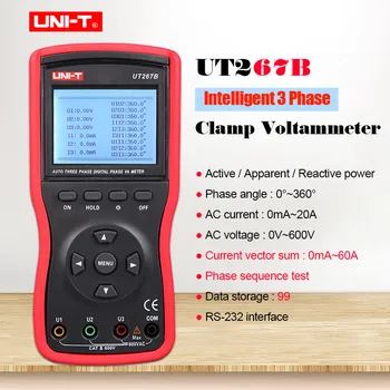 

UNI-T UT267B 3 Phase Clamp Voltammeter;Dual-clamp phase volt-ampere meter,Phase sequence test Active/Apparent/Reactive power