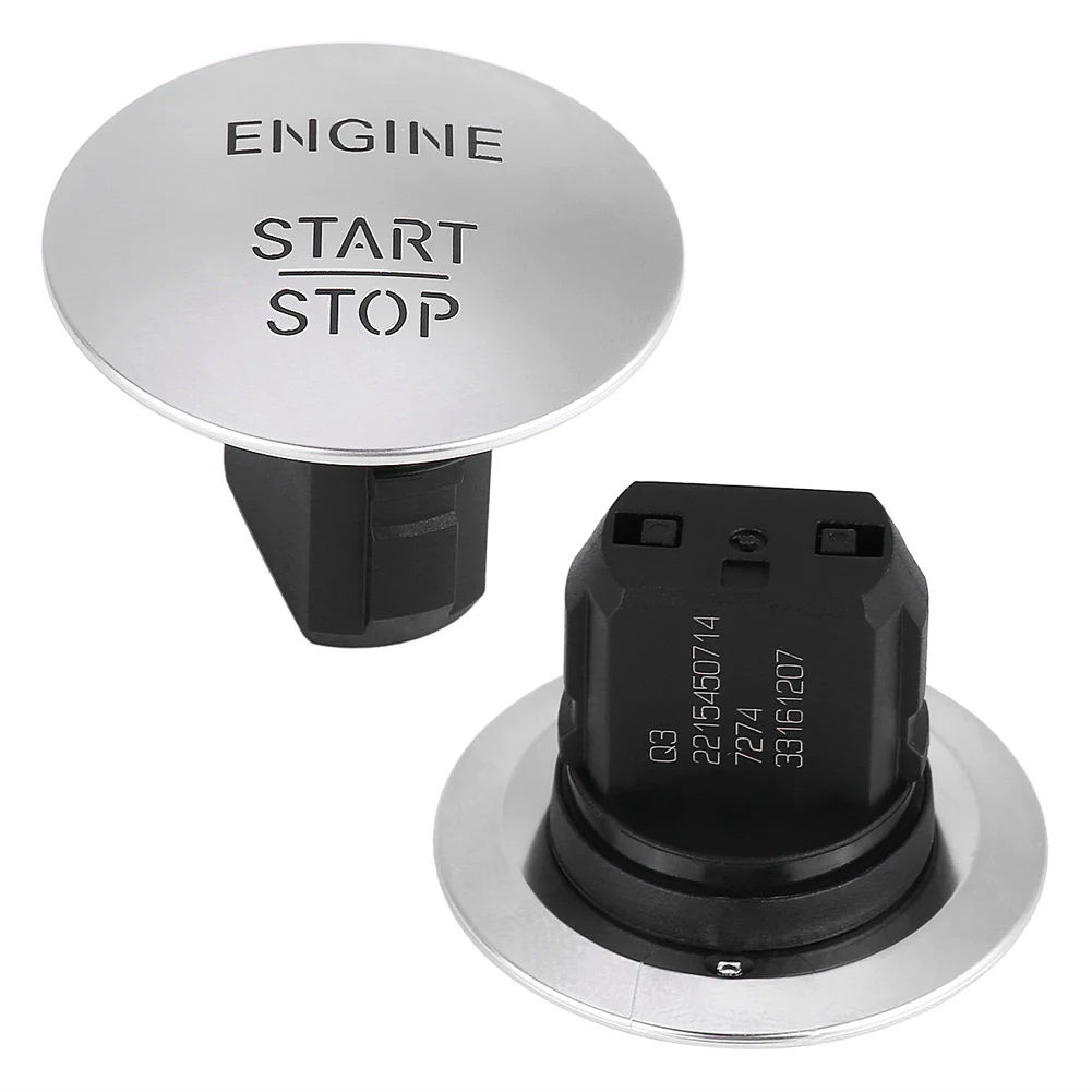 Пластиковый сплав Материал Keyless Go Start Stop кнопочный переключатель зажигания двигателя Серебряный подходит для Mercedes 2215450714
