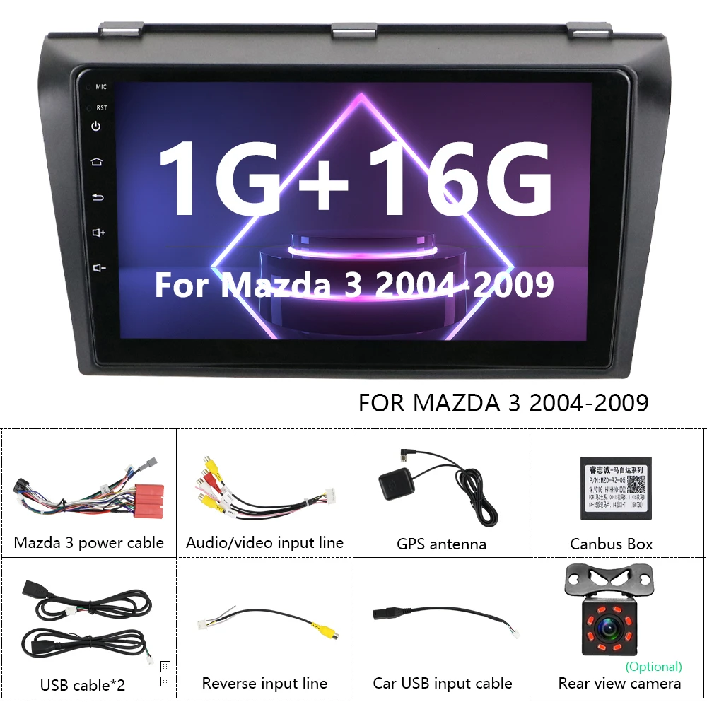 16G with 8IR Hikity, Android 8,1, автомагнитола, 2 din, Авторадио, зеркальное соединение, мультимедийный плеер, 9 дюймов, gps, Wifi, Авторадио для Mazda 3, 2004-2009 - Цвет: 16G with 8IR