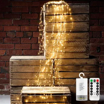 

200 LEDs Waterfall String Lights Starry Decorative Lights Twinkle Fairy Lights With Remote Control For Holiday Tree Decoration