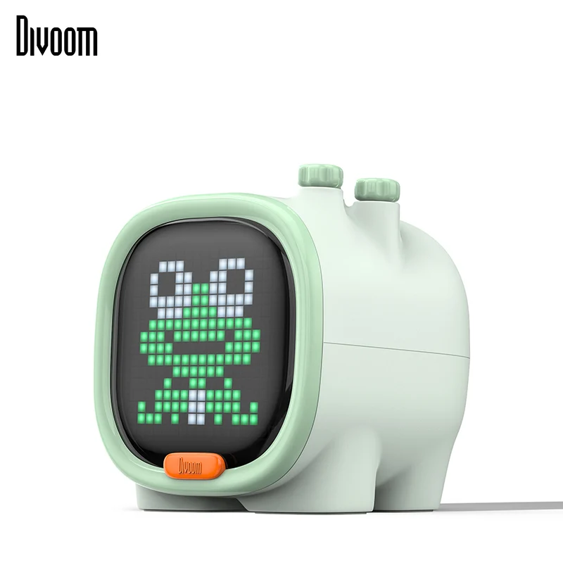 Divoom Timoo Pixel Art Bluetooth динамик портативный беспроводной динамик часы будильник милый гаджет Украшение Рабочего Стола с светодиодный экран - Цвет: Зеленая трава