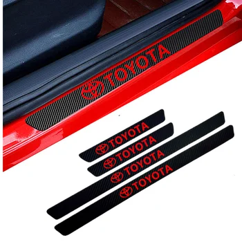 

4PCS Car Styling Carbon Fiber Door Sill Protector Stickers For TOYOTA Car Styling