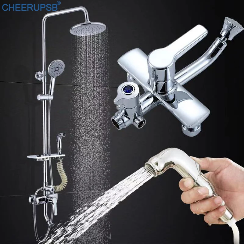 Настенная Душевая система для ванной комнаты смеситель-дождевик латунный