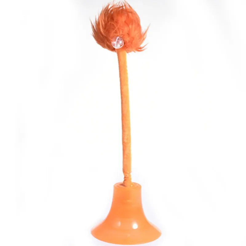 Orange Забавные игрушки для кошек, эластичные интерактивные игрушки для питомцев с пером, игрушки для кошек, котят, игрушки для домашних животных - Цвет: Orange