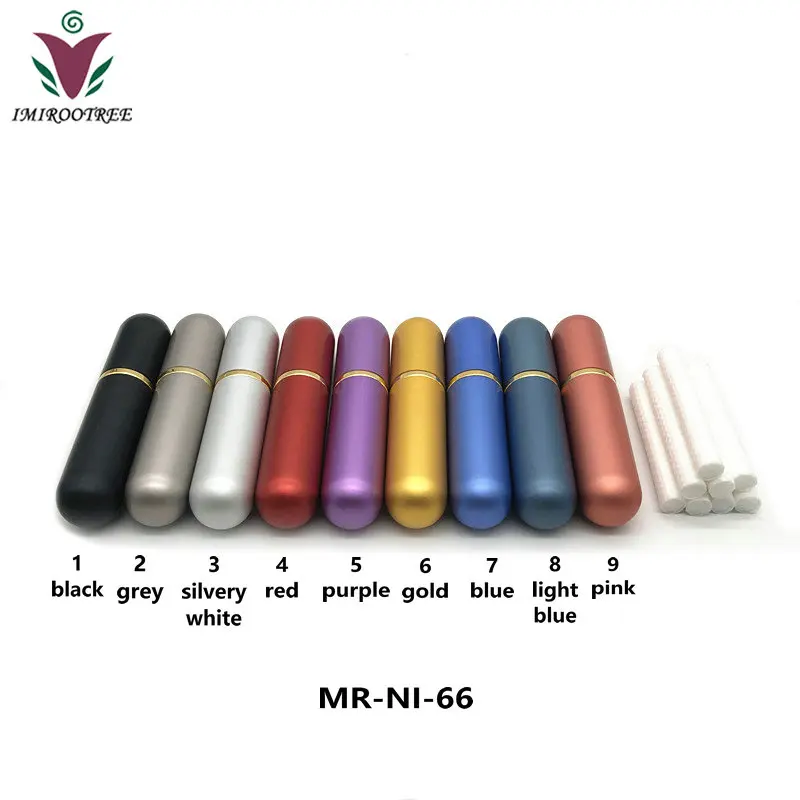 IMIROOTREE ароматерапия эфирное масло Заправляемый алюминиевый пустой носовые ингаляторы с высоким качеством хлопка фитили(9 цветов