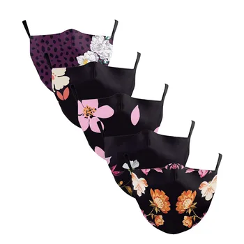 

5PC Reusable Breathing Face Mask Adult Cubrebocas Gezichtsmasker Adjustable Breathable Washable Floral Mouth Masks cubre bocas