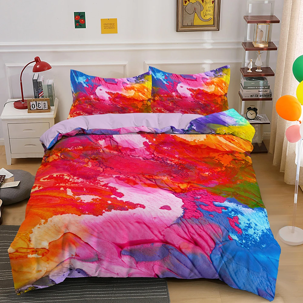Colorful Rainbow Abstract Bedding Set Queen Duvet Cover For Children Adult Dream Comforter Covers Sets With Pillowcase