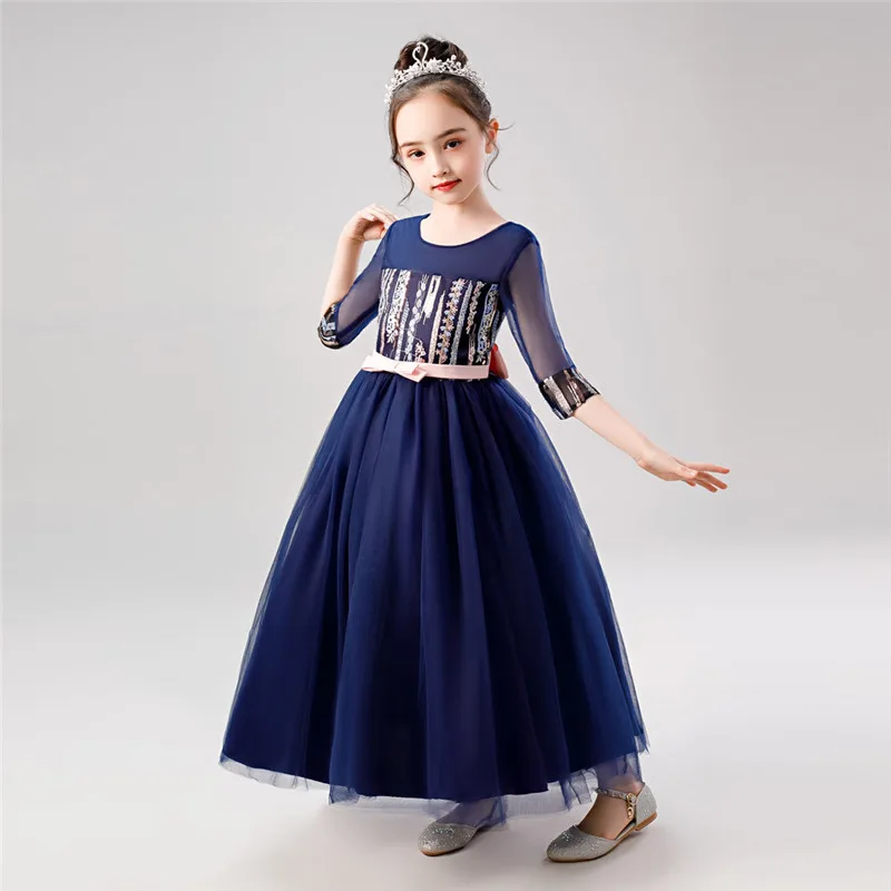 Girls formal dress Floral Kids Girls Princess Bridesmaid Pageant Gown Birthday Party Wedding Dress vestido robe fille #4O29 (16)
