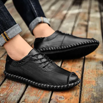 

Men Casual Shoes Lace Up Breathable Men Shoes Classics Light Soft handmade sewing Male Flat Shoes Comfortable Fast Free Shipping