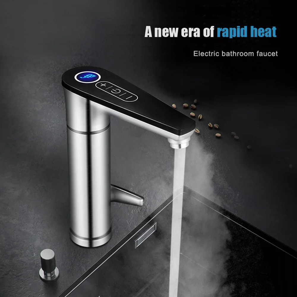 

Kitchen Instant Electric Faucet Touching Control Mini Hot Water Heater Shower Tap Temperature Adjustable LED Display 3000W 220V