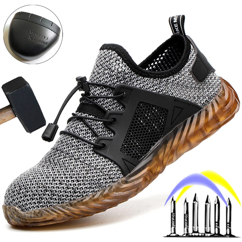 Zapatos de seguridad transpirables para hombre y mujer, zapatillas de trabajo indestructibles Ryder, a prueba de perforaciones, con punta de acero, talla 49 50
