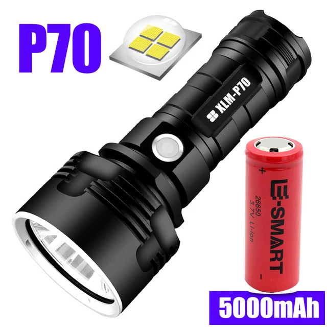 D Мощный светодиодный фонарик L2 Xhp70 с подзарядкой от USB 26650, уличный водонепроницаемый фонарик для кемпинга с фиксированным фокусом, три функции flashli - Испускаемый цвет: D