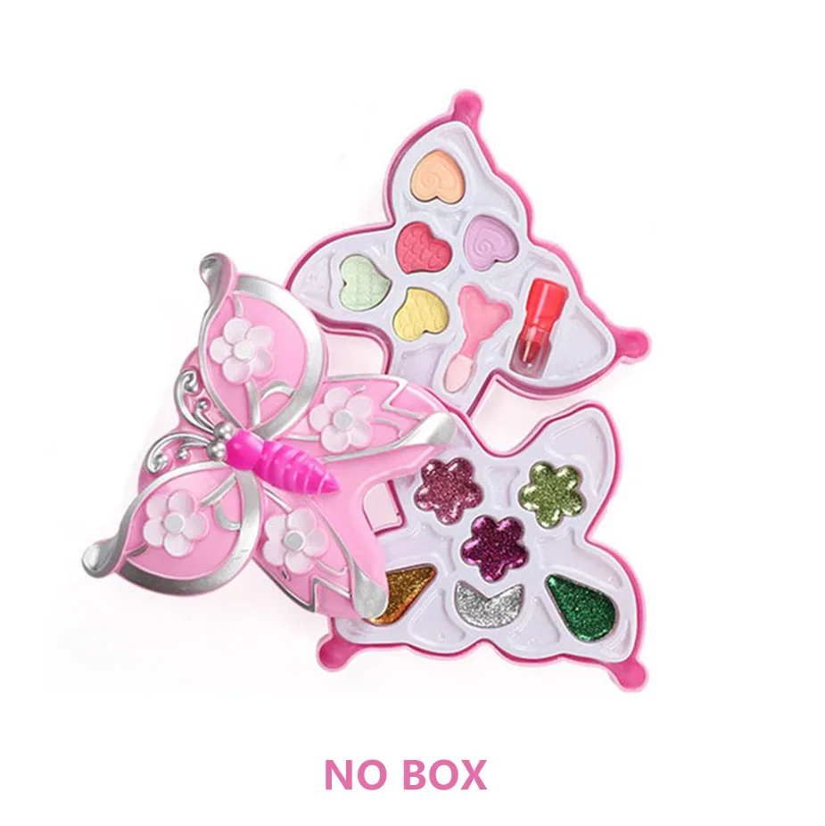 Принцесса Детская бабочка набор косметики для макияжа Блеск для губ Лак для ногтей губная помада маленькая девочка для выступлений дом игрушки подарок - Цвет: 3pcs NO BOX